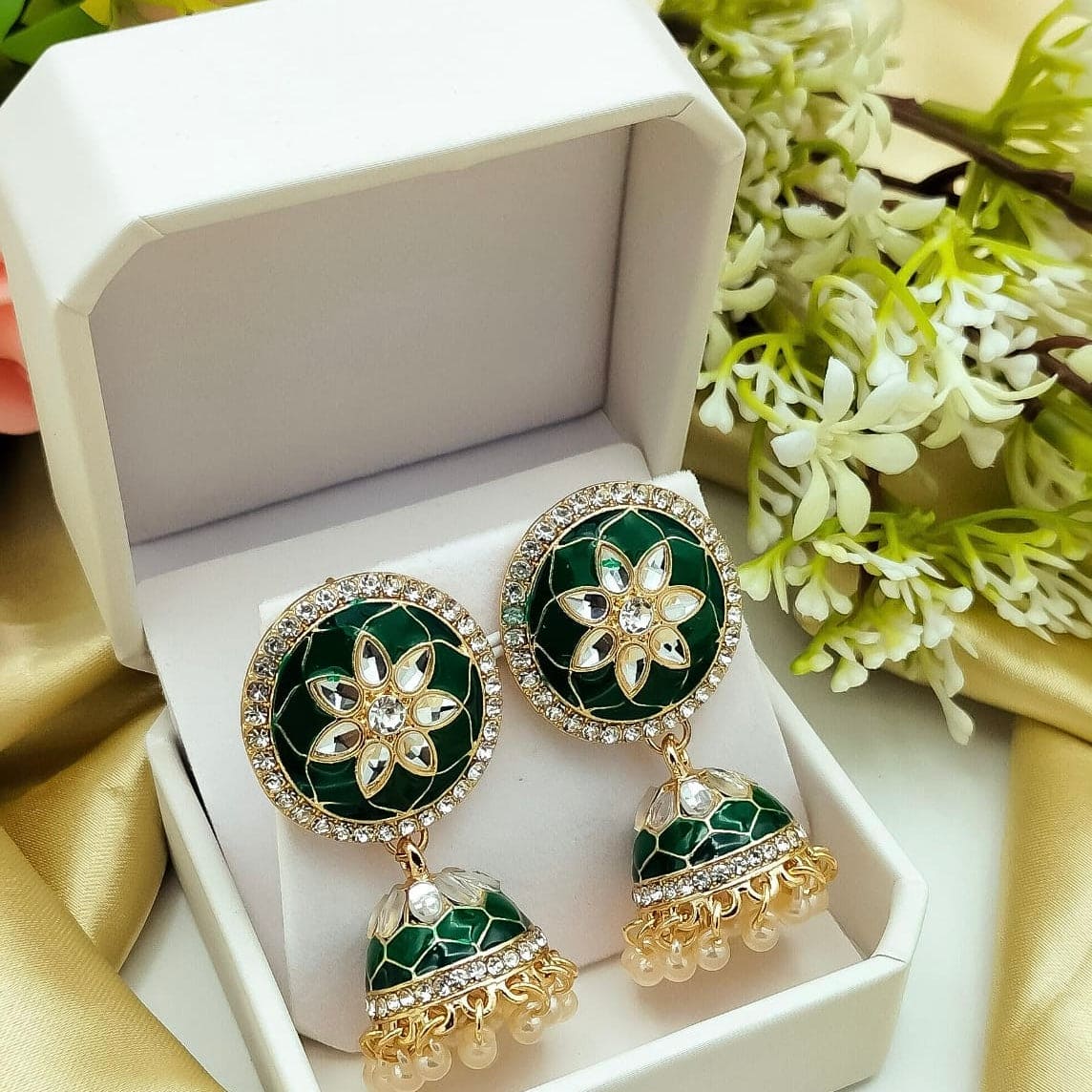 Women Kundan Jhumka, Women Traditional Jhumka Bridal Vintage Earring Jewellery Women Kundan Jhumka, Women Traditional Jhumka Bridal Vintage Earring Jewellery